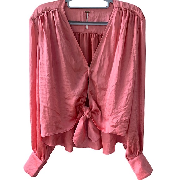 Free People Party Crasher Satin Top in Coral. Size Small. NWOT - Picture 5 of 6